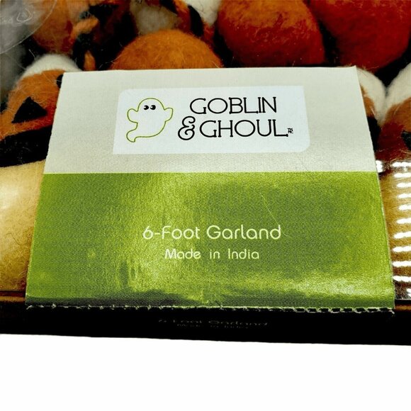 Candy Corn Halloween Garland Pom Poms Felt Candy Corn Bats Witches Mantel 6ft - Picture 4 of 10